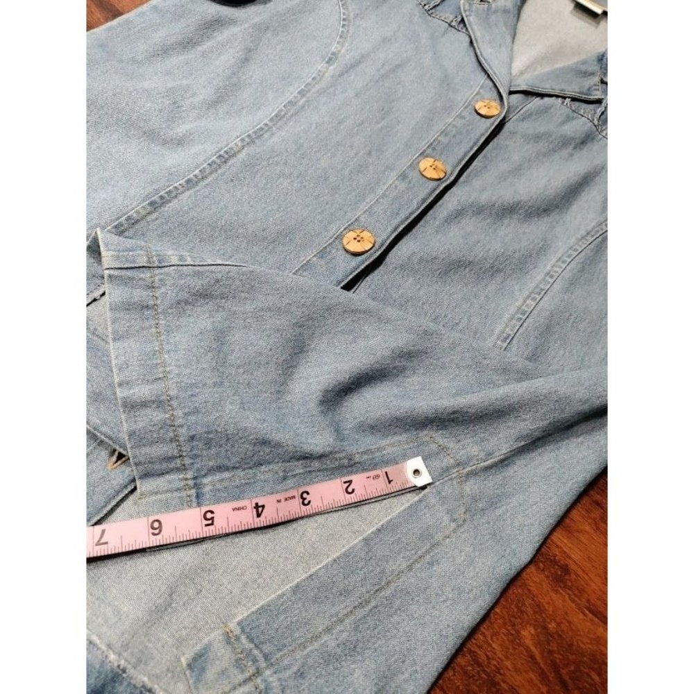 Vintage 80's Saint Germain Long Sleeve Notch Lapel Button Up Blue Denim Jacket M - Picture 7 of 16